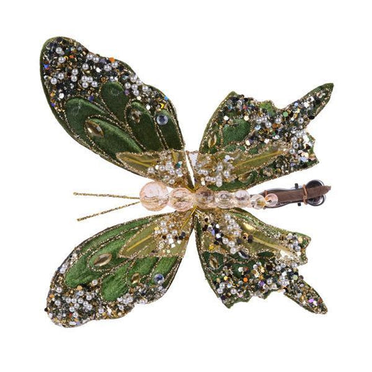8.5" Butterfly Clip, Olive Green