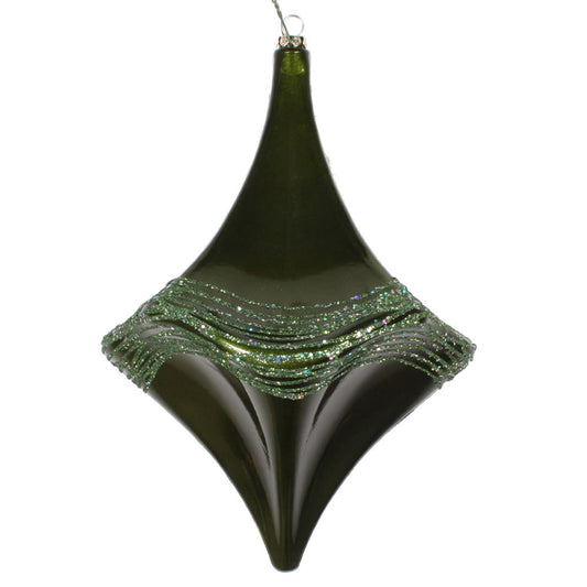 8" Moss Green Candy Glitter Drop Ornament