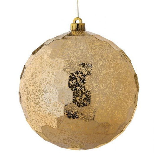 200MM Mercury Hammered Ball Ornament, Gold