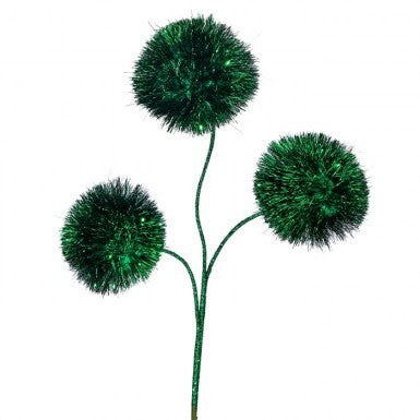 14" Tinsel Retro Glitter Pom Pom Pick, Green