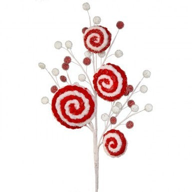 28" Peppermint Swirl Glitter Candies Spray