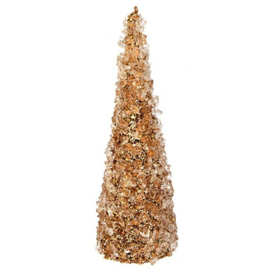 12" Metallic Chunky Iced Cone Tree, Gold