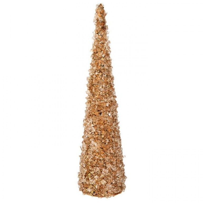 18" Metallic Chunky Iced Cone Tree, Gold