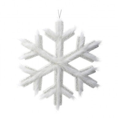 12" Fuzzy Fabric Snowflake Ornament