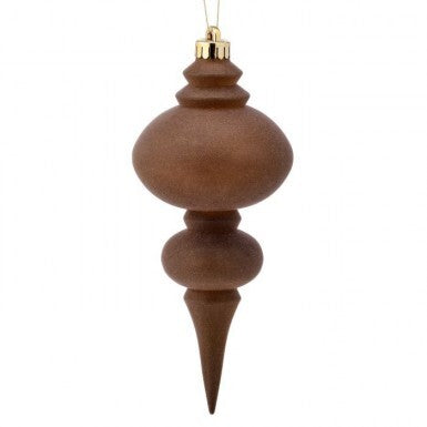 10" Frosted Finial Ornament, Dark Brown