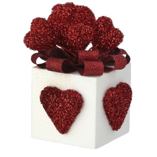 Glitter Gift Box w/ Hearts, Red