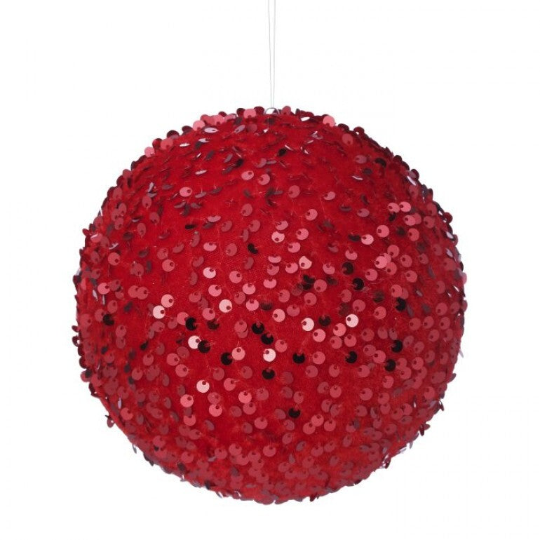 Red Sequin Ball Ornament (Various Sizes)