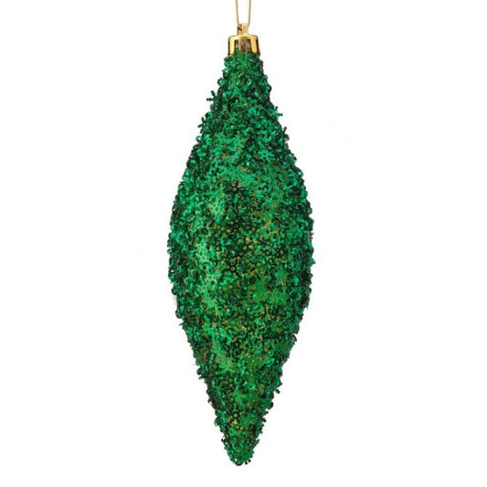 Metallic Snowflake Finial Ornament, Green