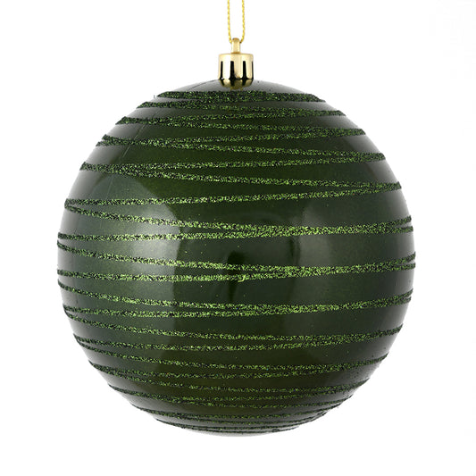 4.75" Moss Green Candy Glitter Ball Ornament