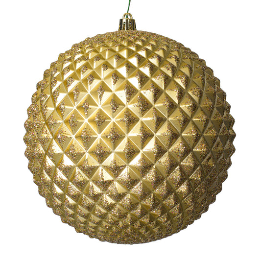 6" Champagne Durian Glitter Ball Ornament