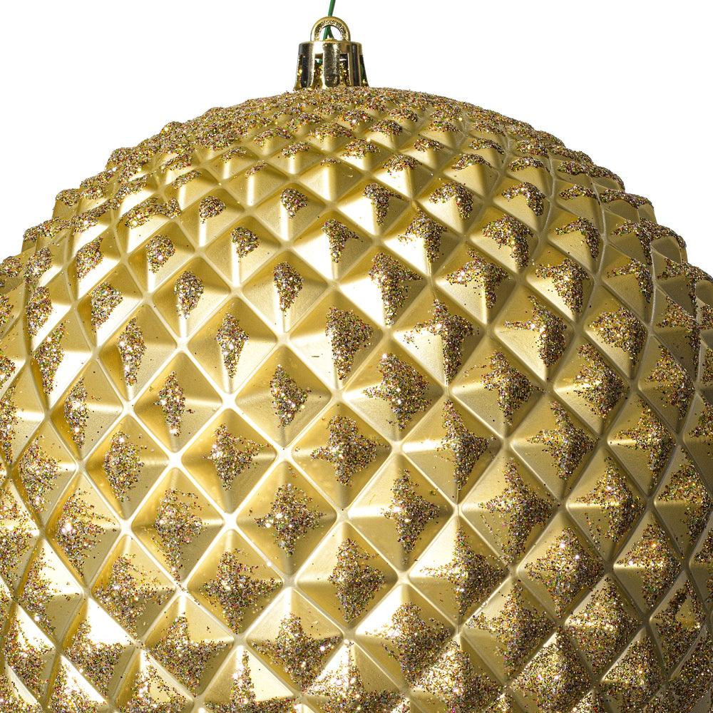 6" Champagne Durian Glitter Ball Ornament