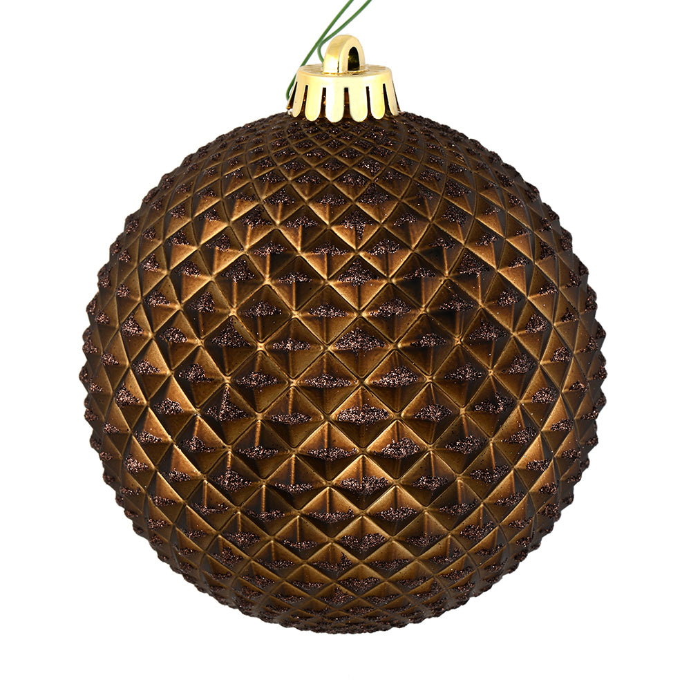 6" Chocolate Durian Glitter Ball Ornament