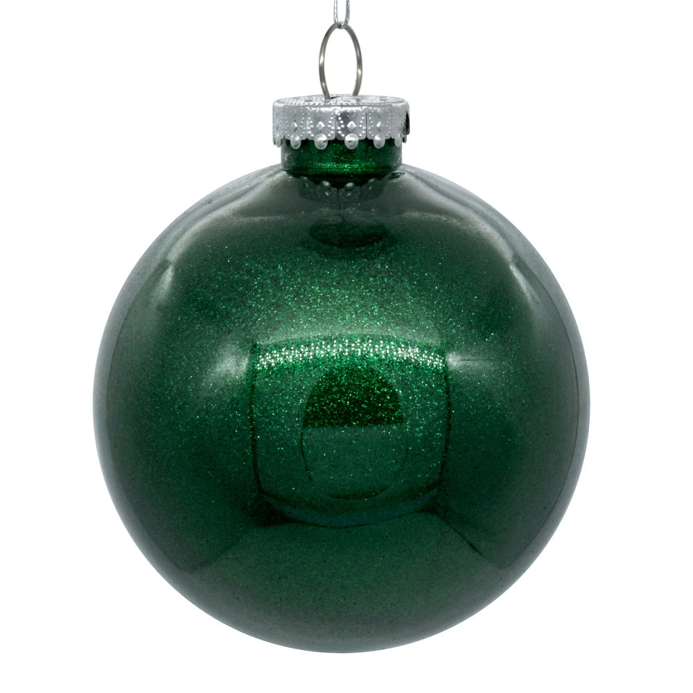 Emerald Green Glitter Clear Ball Ornament (Various Styles)