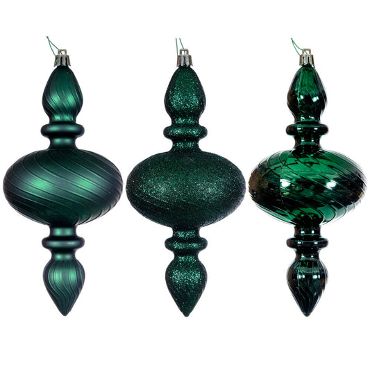 8.2" Midnight Green Swirl Finial Ornament (Various Styles)
