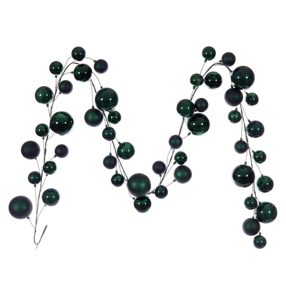 10' Midnight Green Ball Branch Garland