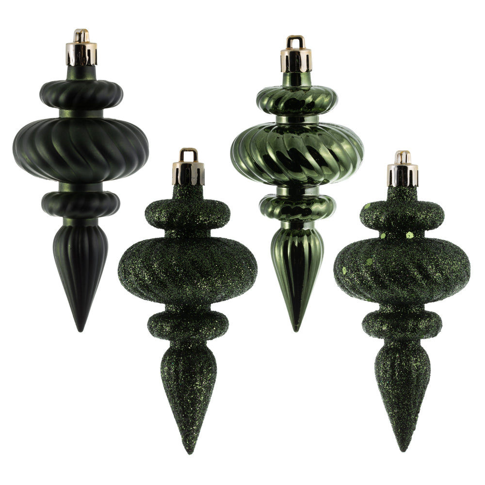 4" Moss Green Finial Ornaments (Various Styles)