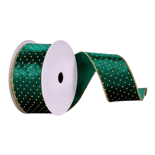 Green w/ Gold Dots Ribbon