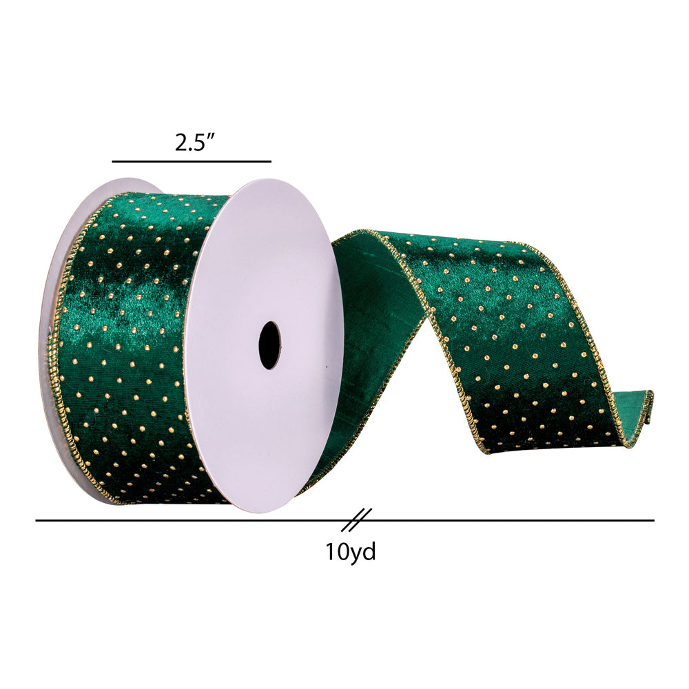 Green w/ Gold Dots Ribbon