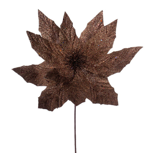 14" Mocha Glitter Poinsettia