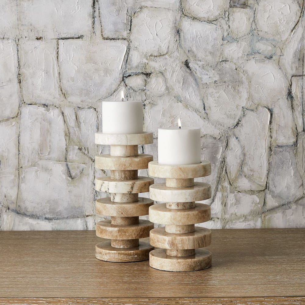 Emora Pillar Candleholders, Set of 2