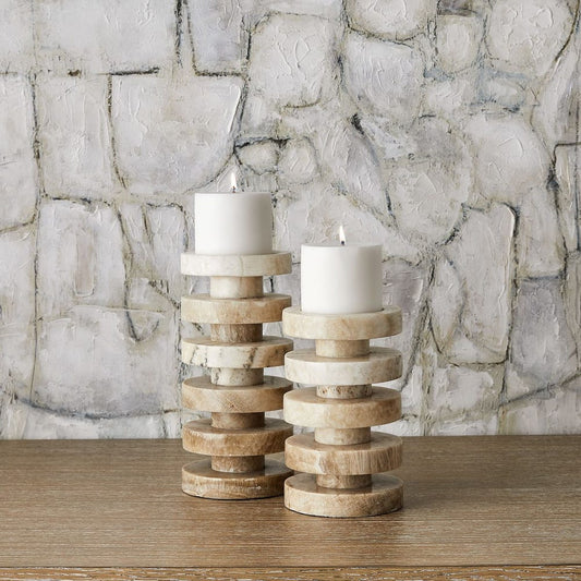 Emora Pillar Candleholders, Set of 2