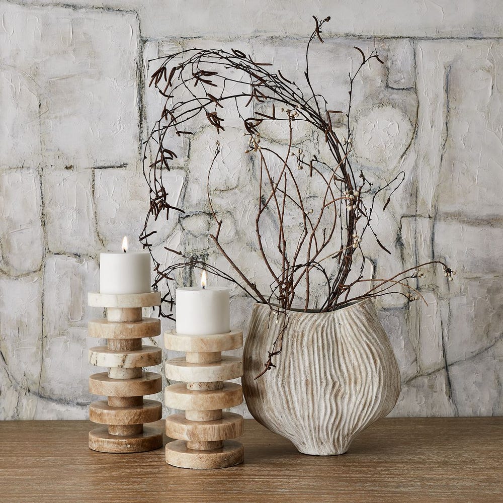 Emora Pillar Candleholders, Set of 2