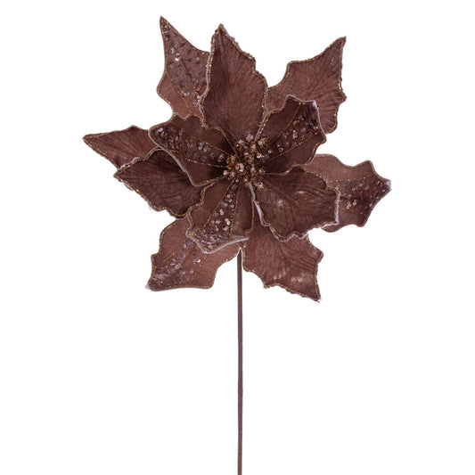 20" Mocha Velvet Striped Poinsettia