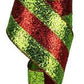 4" Large Glitter Ribbon, Lime/Red