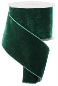 4" Deluxe Velvet/Satin Backed Ribbon, Hunter Green