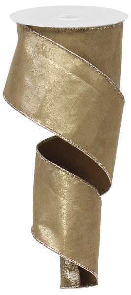 Metallic Suede Ribbon, Light Gold