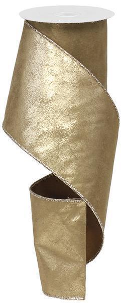 Metallic Suede-Look Ribbon, Light Gold