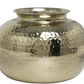 10" Aluminum Vase w/ Hammered Top, Gold