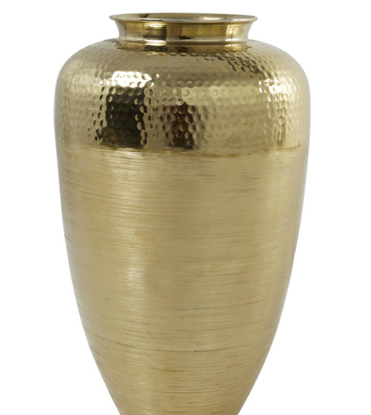 20" Aluminum Vase w/ Hammered Top, Gold