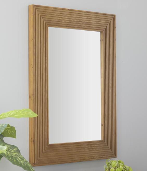 48" Brown Wooden Wall Mirror