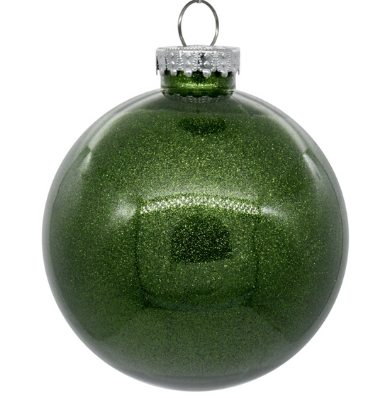 Moss Green Glitter Clear Ball Ornament (Various Styles)