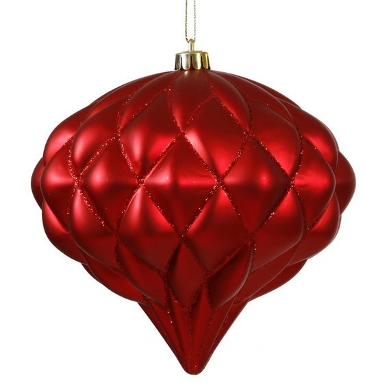 5.7" Red Matte Glitter Diamond Ornament