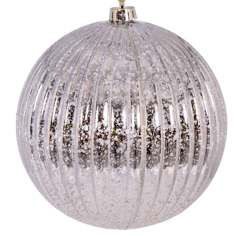 6" Oat Mercury Lined Ball Ornament