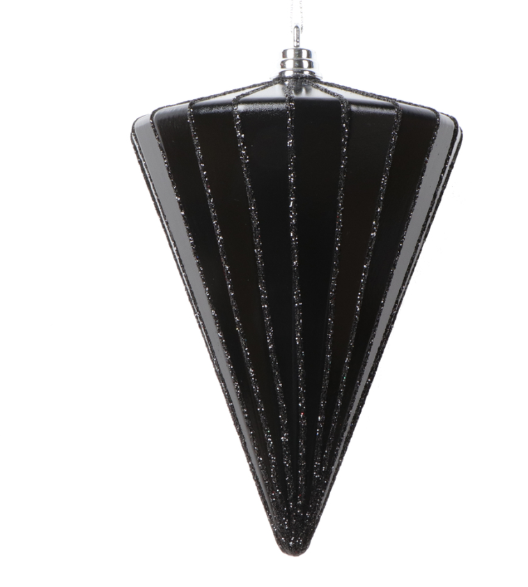 6" Shiny Black Cone Ornament
