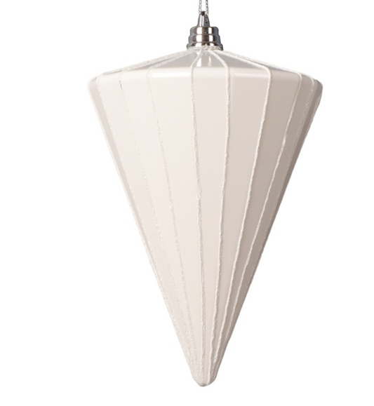 6" Shiny White Cone Ornament