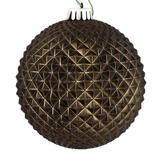 6" Gunmetal Durian Glitter Ball Ornament