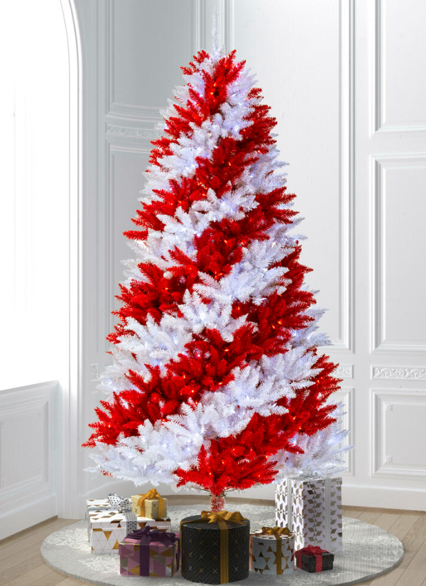 7.5' Candy Cane LED Tree, 700PW-Red