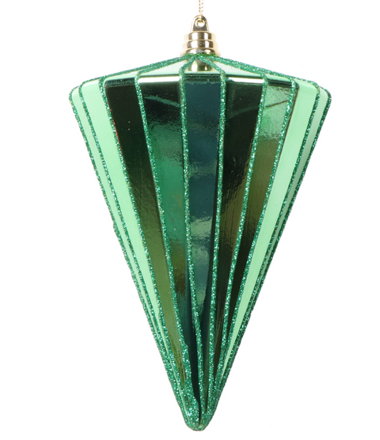 6" Shiny Midnight Green Cone Ornament