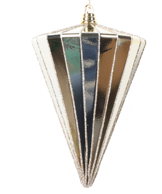 6" Shiny Champagne Cone Ornament