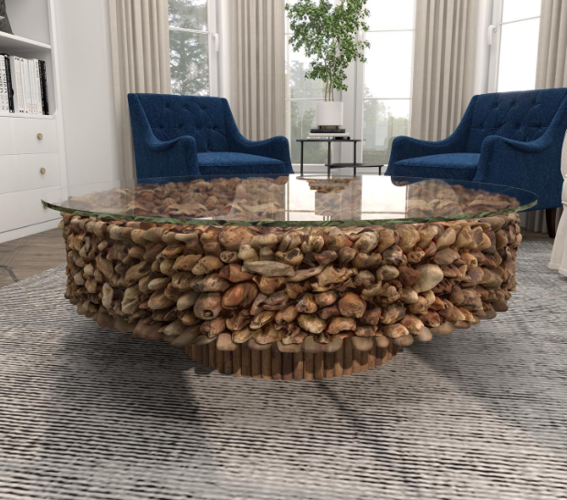 Natural Driftwood Pedestal Coffee Table
