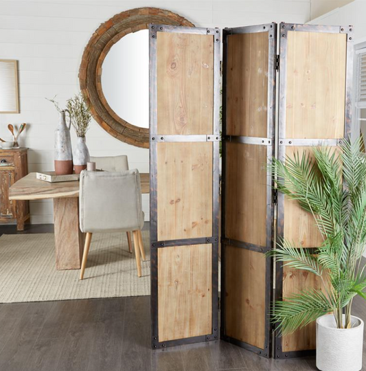 Brown Wood Hinged Partition