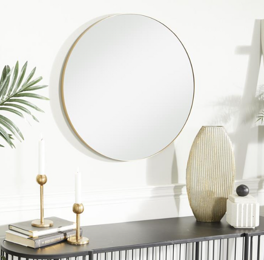 Gold Wood Simplistic Wall Mirror