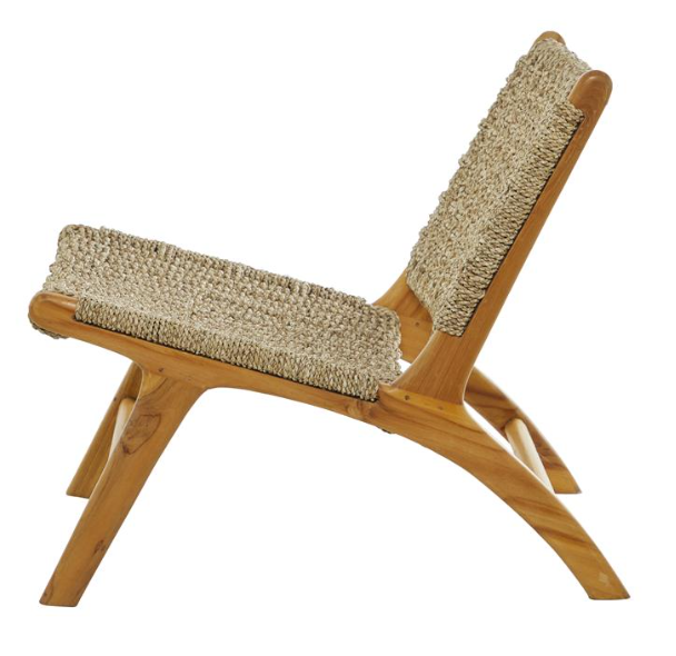 Handmade Teak Wood Accent Chair, Light Brown