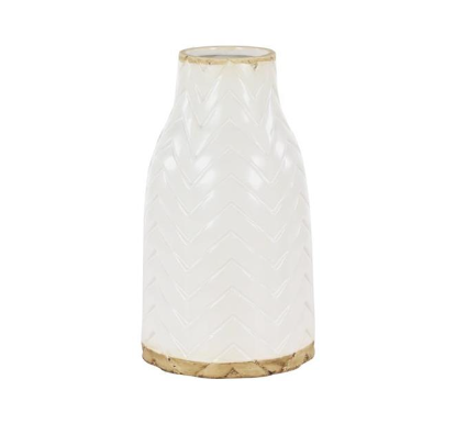 White Porcelain Vase with Brown Base (Various Sizes)