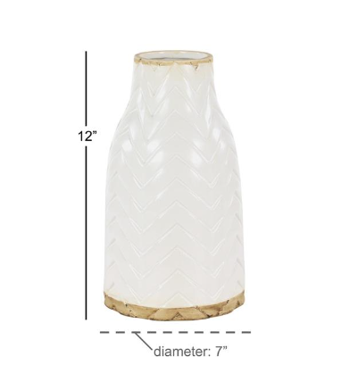 White Porcelain Vase with Brown Base (Various Sizes)