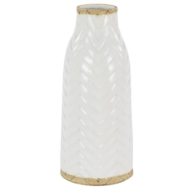 White Porcelain Vase with Brown Base (Various Sizes)